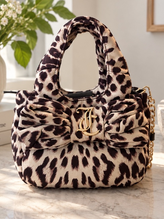 Juicy Couture Handbags - Juicy Couture Snow Leopard Bow Dup Mini Tote Crossbody Bag NWT